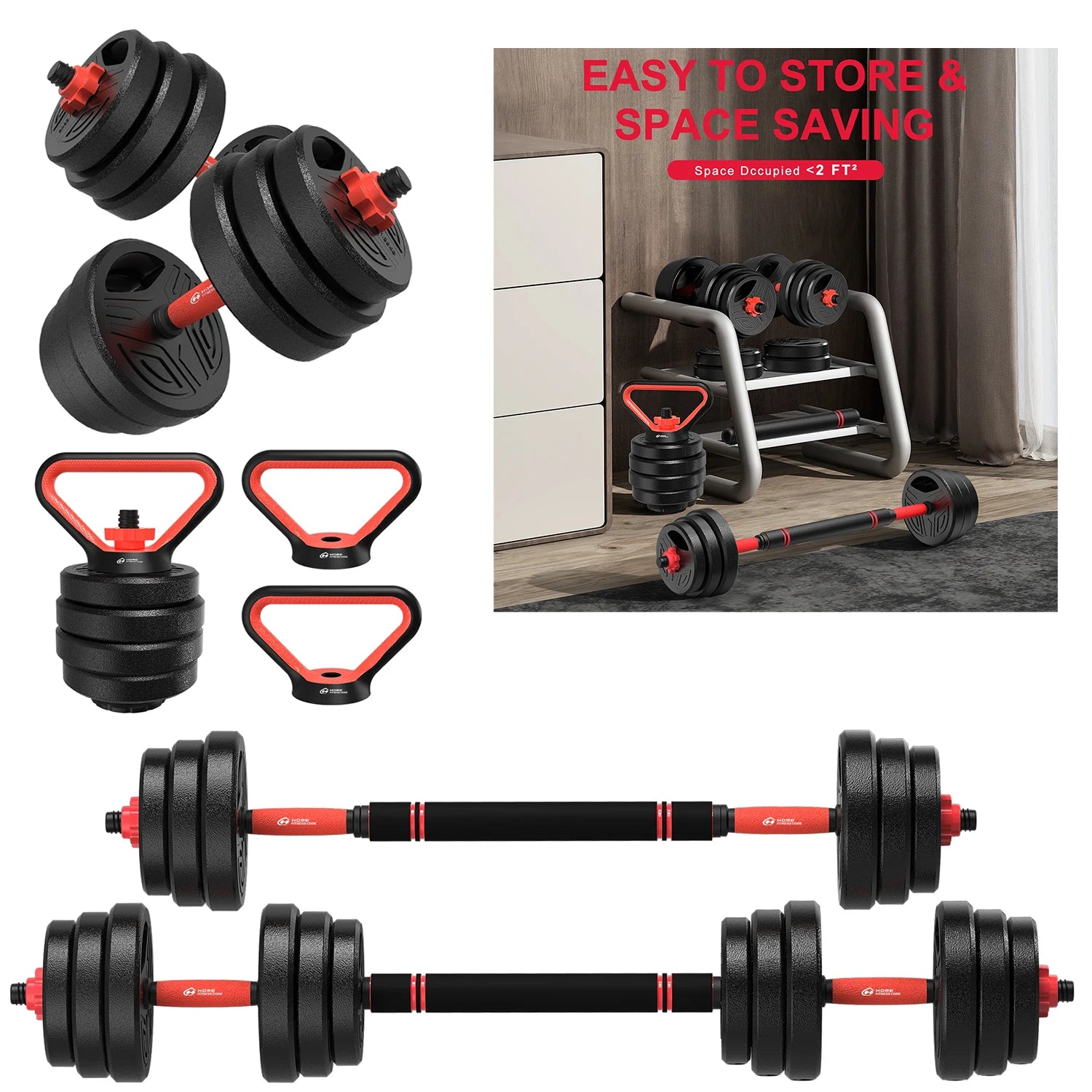 3-in-1 Dumbbells Set 20 kg Adjustable Dumbbells
