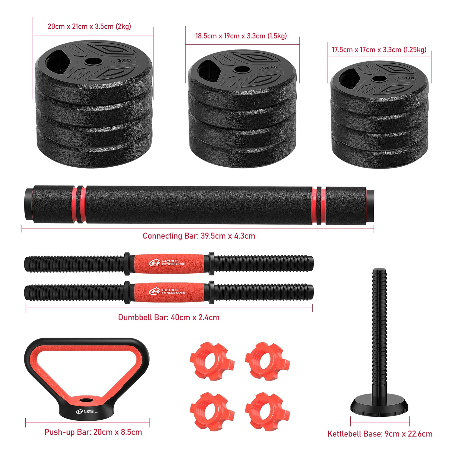 3-in-1 Dumbbells Set 20 kg Adjustable Dumbbells