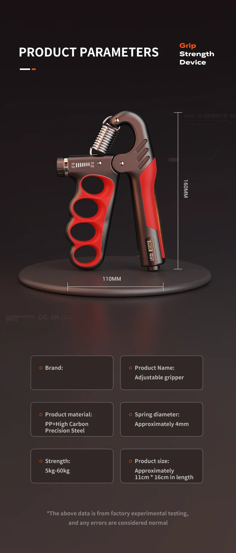 Grip Strengthener Gym Training Hand Exerciser Adjustable 5-100KG