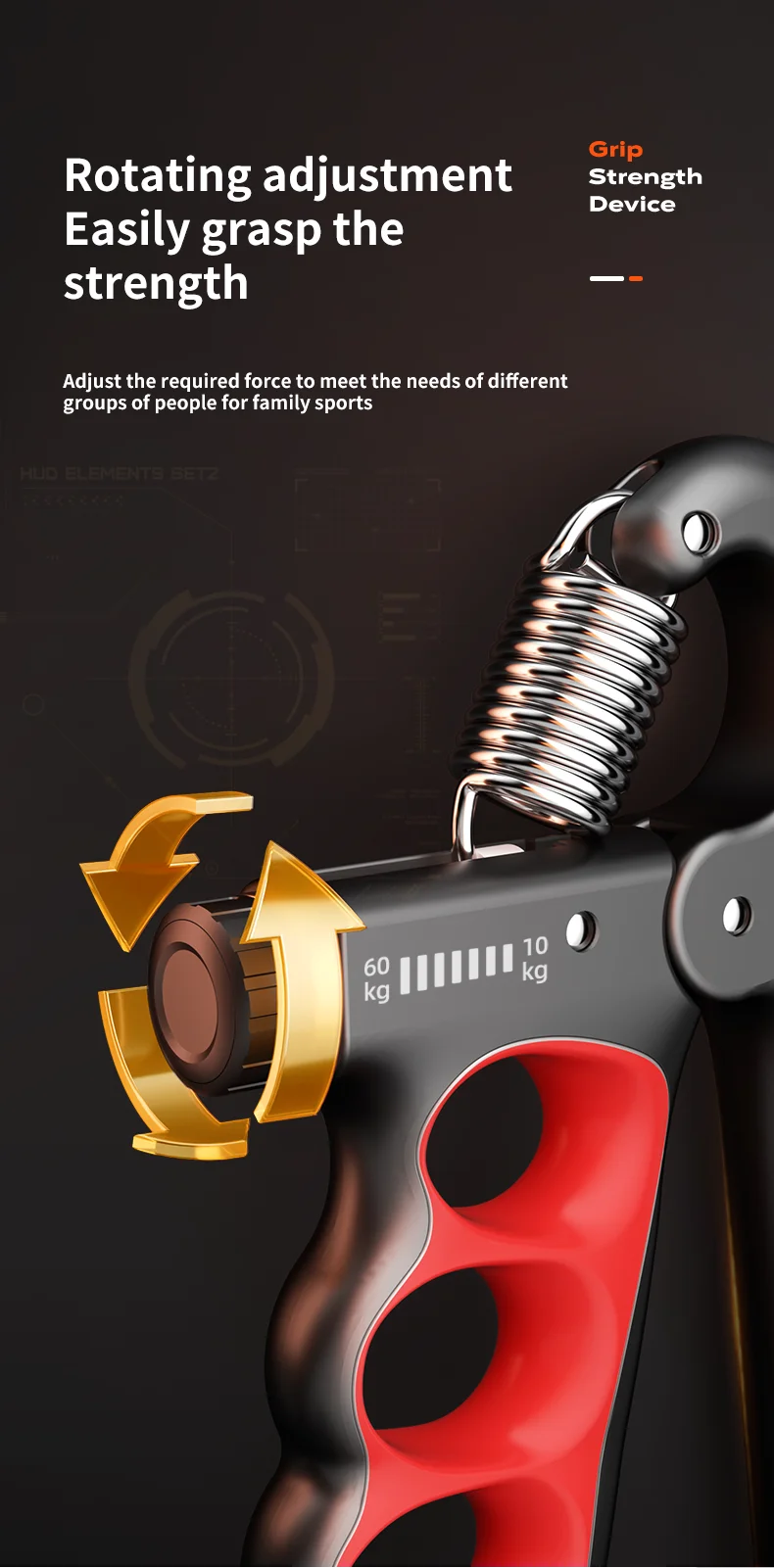 Grip Strengthener Gym Training Hand Exerciser Adjustable 5-100KG